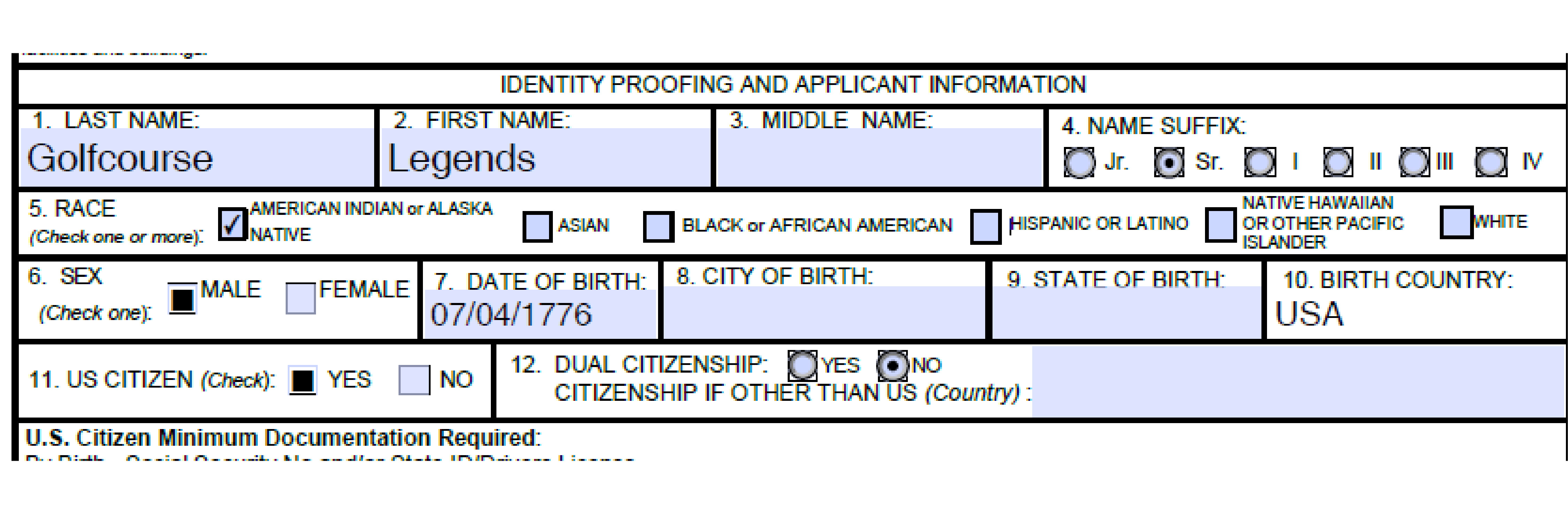 Fill Out Form Example