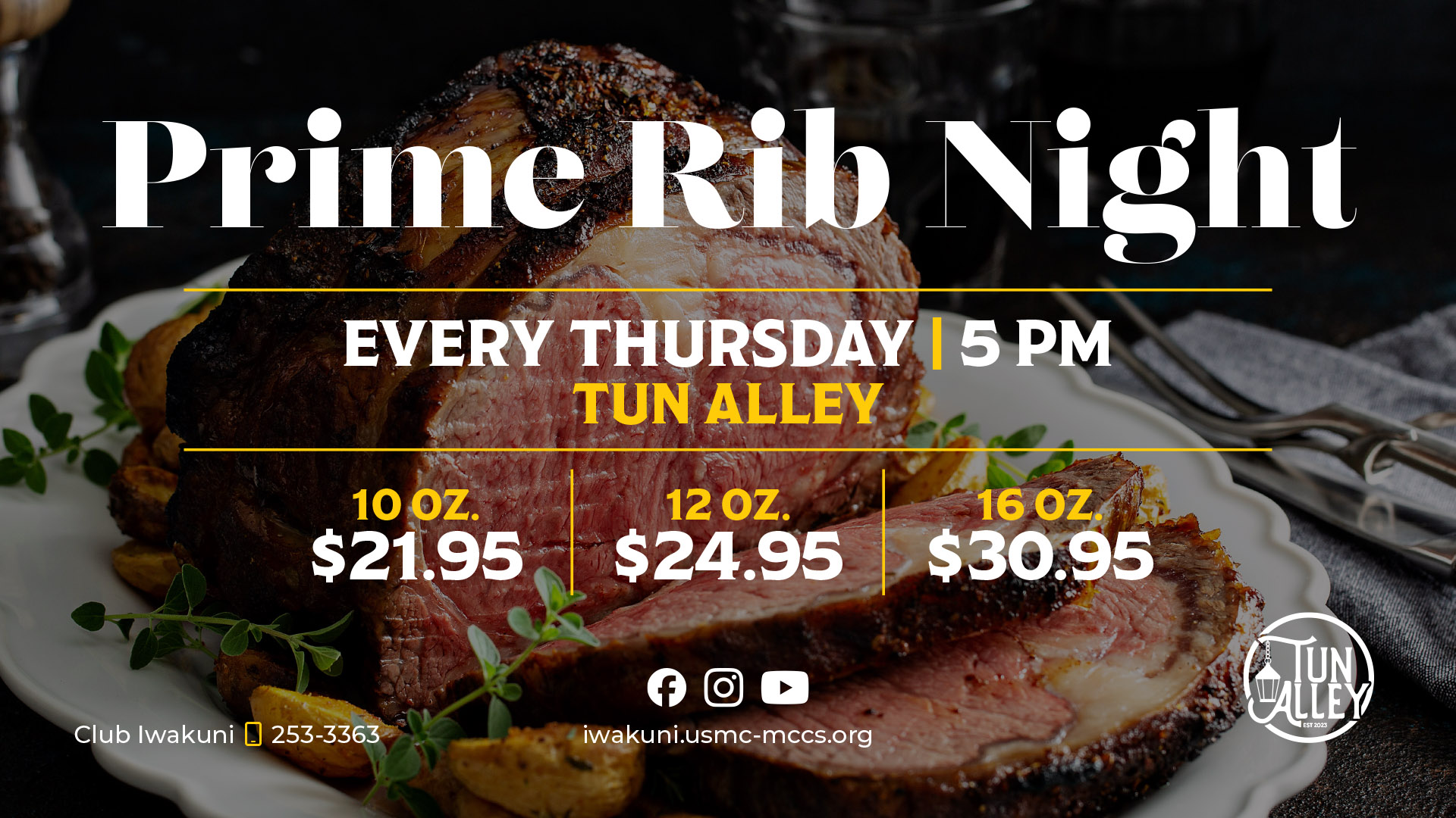 Prime Rib Special at Tun Alley